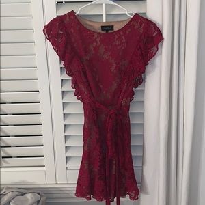 Majorelle Marnie Red Lace Flutter Mini Dress